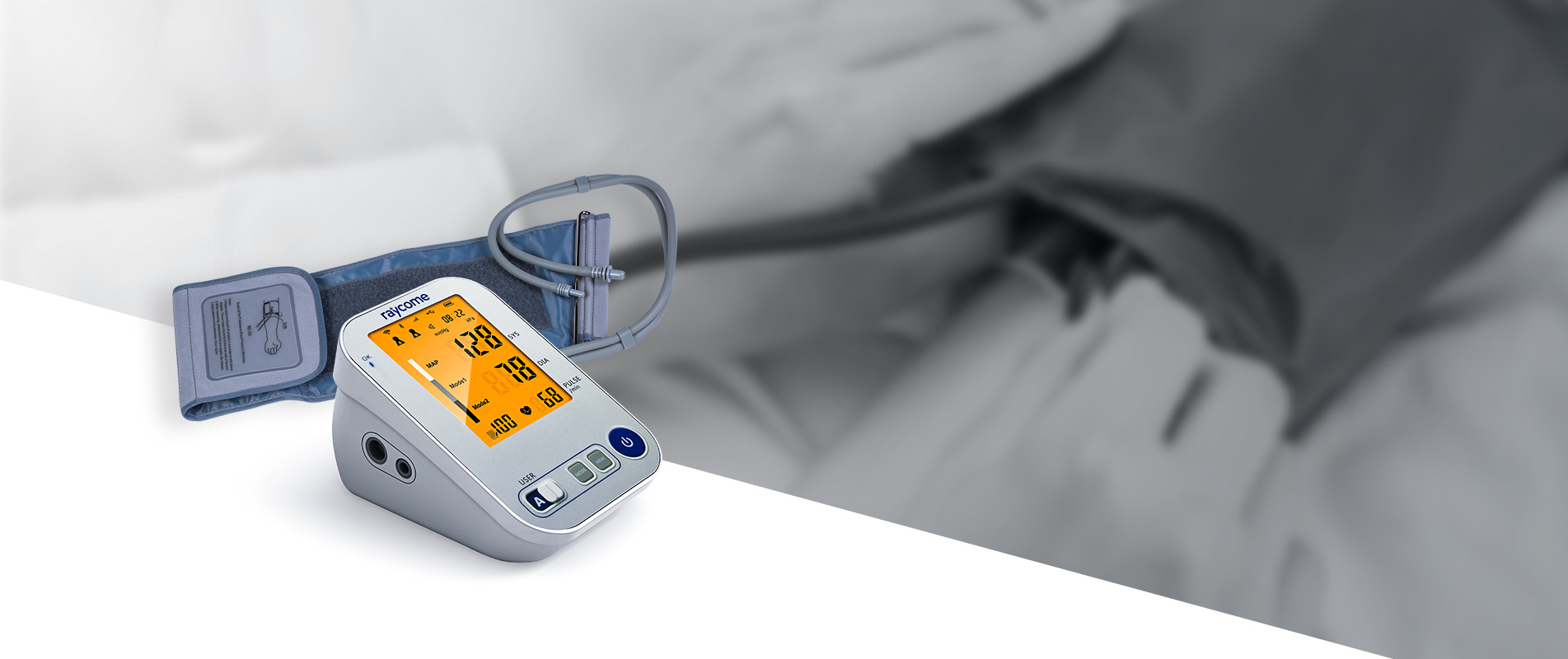 A Raycome blood pressure monitor