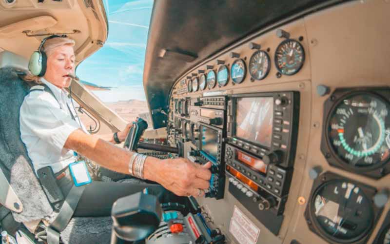 Pilot in cockpit